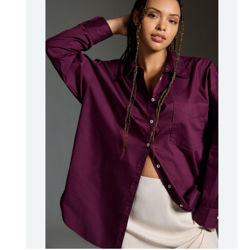 NWT! Anthropologie Maeve The Bennet Oversized Cotton Buttondown Shirt 1X - Picture 2 of 12